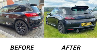 I BOUGHT MY 1st VW VOLKSWAGEN SCIROCCO STAGE 1 WALKAROUND REAR SPOILER WHEELS LED TAILLIGHTS INSTALL [upl. by Kalb]