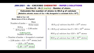 CSECCHEMP2s002  JAN2021  4b  Number of Atoms in 800 Grams of Calcium [upl. by Spain]