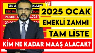 Emekli zammı Ocak 2025 tam liste SSK Bağkur Memur emeklisi Dul Yeti maaşı ne kadar olacak [upl. by Neiv411]