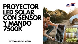 Proyector LED solar 200W y 300W con sensor de movimiento y mando panel 7500k [upl. by Cohbert]