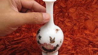 Qing Qianlong enamel vase 乾隆琺瑯彩木槿花蝶小瓶 [upl. by Ytsud570]