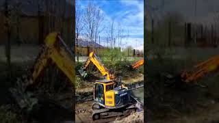 🟢 Landclearing on the river bank with OMEF equipment forestryequipment woodworking treefelling [upl. by Jolda]