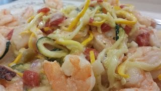 SHRIMP ALFREDO WITH ZUCCHINI NOODLES ZOODLES [upl. by Jannery]