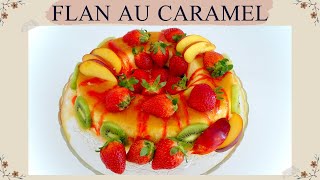 Flan au caramel amp fraise 🍓Recette facile et rapide sans four [upl. by Anchie]