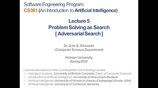 Intro to Artificial Intelligence 5  Problem Solving as Search  Adversarial Search in Arabic [upl. by Avlasor603]