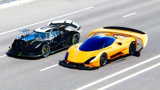 Koenigsegg Jesko Dragster Concept vs SSC Tuatara GTR Concept  Drag Race 24 KM [upl. by Ennahtebazile340]