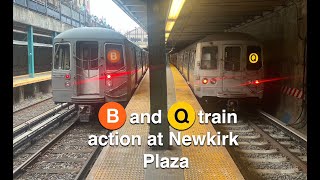 MTA NYCT B and Q train action at Newkirk Plaza R46 R68 R68A [upl. by Eekorehc]