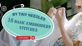 16 basic embroidery stitch series for beginners  how to do basic embroidery [upl. by Nnayelsel]