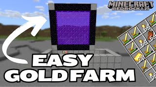 Zombie Piglin GOLD FARM TUTORIAL in Minecraft Bedrock 121  600 Gold NuggetsHour  EASY amp COMPACT [upl. by Gainor449]