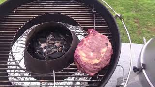 How to Reverse Sear a Ribeye Steak using the quotNo Gratequot Method Weber Kettle with the Vortex Ring [upl. by Cacia]