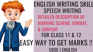 SPEECH WRITING  MARKING SCHEME FORMAT amp CONTENT  FOR 11 amp 12 CLASS  ENGL WRITING SKILL  NCERT [upl. by Kalasky]