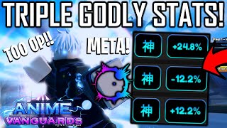 Max Level Evolved GOJO Infinity with Triple Godly Stats SHOWCASE  Anime Vanguards Roblox [upl. by Idnar]