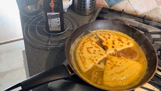 Using leftover pancakes to make crepe Suzette [upl. by Queri861]