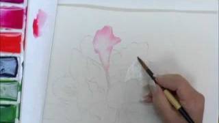 How to Paint Flowers in Watercolor  Creating Graded washes on Flower Petals [upl. by Hirsh]