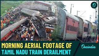 Tamil Nadu Train Accident Drone Footage Captures Aftermath of MysuruDarbhanga Express Derailment [upl. by Aelc527]