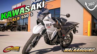 Walkaround  2025 Kawasaki KLR®650 S Pearl Crystal WhiteMetallic Carbon Gray [upl. by Anicnarf]