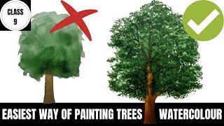 WATERCOLOUR TREE PAINTING FOR BEGINNERS  CLASS 9 [upl. by Mcquillin]