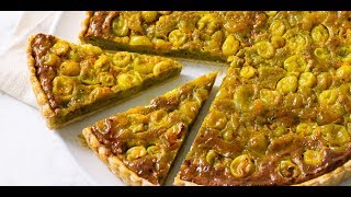 Gooseberry turmeric and pistachio frangipane tart by Anna Hansen [upl. by Ilenay652]