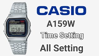 How to Set Time Casio A159W Watch  Casio A159W Time Setting  Casio A159W [upl. by Nomannic]