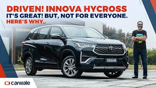 Toyota Innova Hycross drive review  Its great But not for everyone  CarWale [upl. by Yacano]