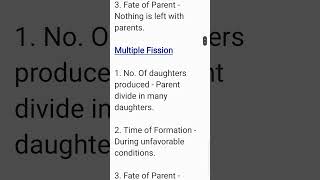 Differences between binary and multiple fission Class 12 Biology Chapter 1 [upl. by Dickens]