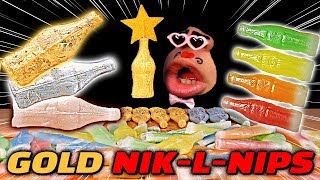 ASMR EATING GOLD SILVER NIKLNIPS Wax Bottles candy makan mukbang 황금 닉클립 왁스병 먹방 キャンディ [upl. by Tabina]