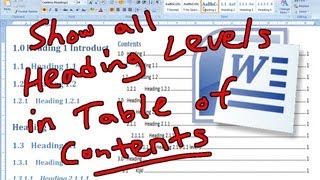 Showing Heading Levels in Table of Contents  Office Word 2007 [upl. by Enrak]