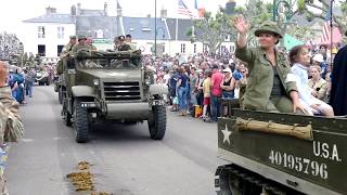 SainteMereEglise Normandy DDay 73 2017 Paratroopers arrive in town from la fiere [upl. by Domingo]