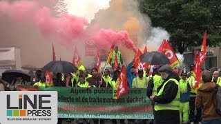 Manifestation des éboueurs privé  public  Paris  France 12 mai 2014 [upl. by Ahsemik]