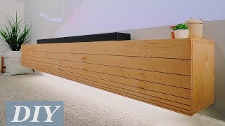 How To Build a Floating Media Console w Undermount LEDs  DIY Woodworking [upl. by Leveridge912]