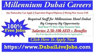 Millennium Hotel Dubai Careers 2019  Jobs in Dubai Big List [upl. by Ignatzia322]