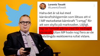 Jan Blomgren läser miljöpartisten Lorentz Tovatts tweets [upl. by Errick]