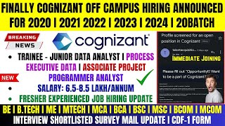 🔥Finally Cognizant Biggest Hiring Started  OFF Campus Drive 2024 2023 2022 Batch  Work From Home [upl. by Leahcimnaj]