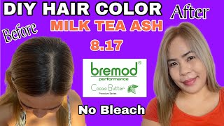 DIY MILK TEA ASH HAIR COLOR BREMOD  Charming Karen [upl. by Ahsiea]