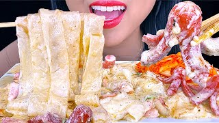 ASMR CREAMY RICE CAKES amp WIDE NOODLES  Baby Octopus Hot Dogs NO TALKING  ASMR Phan [upl. by Ellives365]