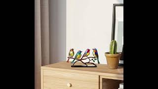 Stained Glass Birds on Branch Desk Ornaments Acrylic Colorful Birds Ornament Vivid Tabletop Bird [upl. by Bravin272]