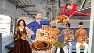 Lalchi Pani Puri Wala Street Food in Train Greedy Golgappa Hindi Kahani Moral Stories Comedy Video [upl. by Nydia]