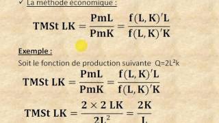 Microéconomie S2 partie 6 quot le taux marginal de substitution technique TMSt quot [upl. by Kei]