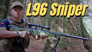 L96 Airsoft Sniper FN 57 M60 Forest Battle Scotland [upl. by Nairb]