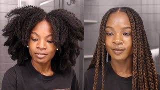 HOW TO DO LARGE KNOTLESS BOX BRAIDS ON YOURSELF STEP BY STEP FOR BEGINNERS [upl. by Kinchen]