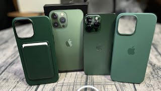 iPhone 13 Pro Max Alpine Green  Unboxing and Official Apple Cases [upl. by Ahsakal]