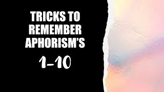 TRICKS TO REMEMBER APHORISMS 110  ONE LINERS FOR APHORISMS DRDEEKSHA [upl. by Avrenim]