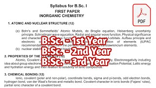 BSc1st 2nd and 3rd year Chemistry Syllabus [upl. by Kreit]