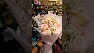 10 piece pink rose bouquet flowerarrangment flowers bouquetoflove bouquet flowerschool1 [upl. by Latrice]