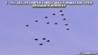 JULE OVERFLYGNING JAS 39 GRIPEN F 35 DRAMMEN NORWAY CHRISTMAS FORMATION FLIGHT DRAMMEN NORWAY [upl. by Mure]