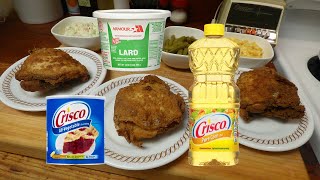 Frying Chicken in 3 different FATS  Crisco Lard and Corn Oil  Fried Chicken [upl. by Haronid]