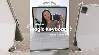 Apple Magic Keyboard White iPad 11inch Unboxing  Set up  Review [upl. by Alleinad436]