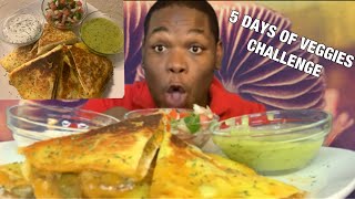 BEST JERK PORTOBELLO MUSHROOM QUESADILLA MUKBANG  5 DAYS OF VEGGIES CHALLENGE [upl. by Belding999]