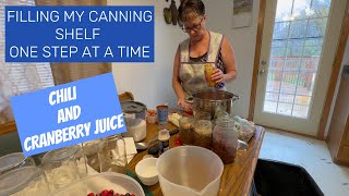 FILLING MY CANNING SHELF ONE STEP AT A TIME Cranberry Juice and Chili [upl. by Annayk]