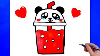 Sevimli Çizimler  Panda Çizimi  Milkshake Çizimi  Kolay Çizimler  Sevimli Resim Çizimleri [upl. by Ives799]